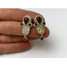Vintage 925 Sterling Silver Garnet & Agate Earrings
