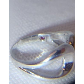 Silver Ring 925 Vintage Elle Accent Red Ruby Inside The Band Size 9
