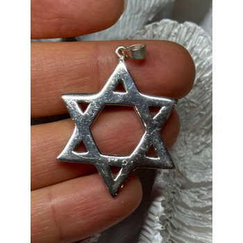 925 Sterling Silver Marcasite Star Of David Pendant Length 1.8 Inch