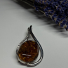 925 Sterling Silver Amber & CZ Brooch