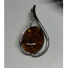 925 Sterling Silver Amber & CZ Brooch