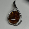 925 Sterling Silver Amber & CZ Brooch