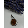 925 Sterling Silver Amber & CZ Brooch