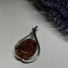 925 Sterling Silver Amber & CZ Brooch