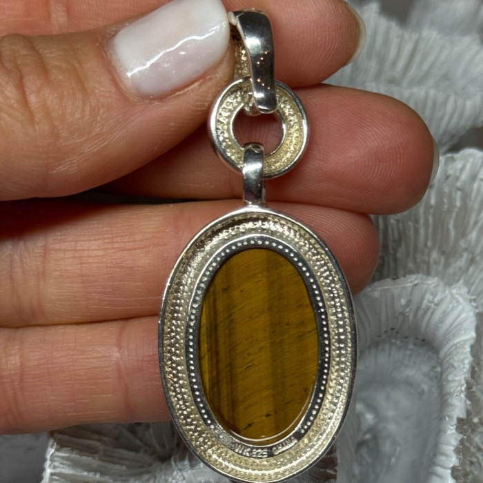 925 Sterling Silver Amber Pendant Length 2.5 Inch
