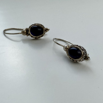 Vintage 925 Sterling Silver Agate Earrings