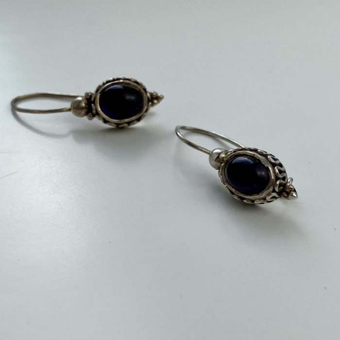 Vintage 925 Sterling Silver Agate Earrings