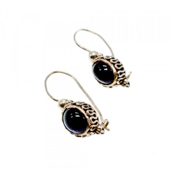 Vintage 925 Sterling Silver Agate Earrings