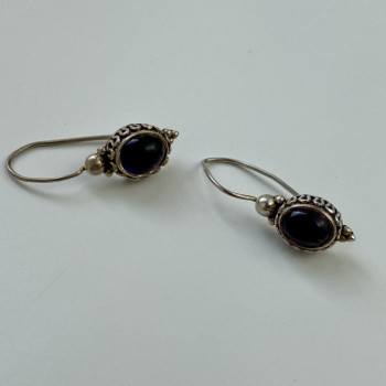 Vintage 925 Sterling Silver Agate Earrings