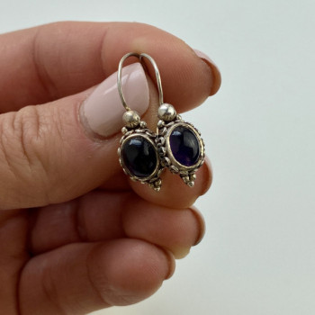 Vintage 925 Sterling Silver Agate Earrings