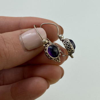 Vintage 925 Sterling Silver Agate Earrings