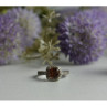 925 Sterling Silver Hessonite & CZ Ring Size 8