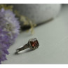 925 Sterling Silver Hessonite & CZ Ring Size 8