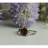 925 Sterling Silver Hessonite & CZ Ring Size 8