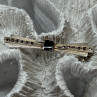 925 Sterling Silver Onyx & Marcasite Brooch Length 1.8 Inch