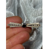 925 Sterling Silver Onyx & Marcasite Brooch Length 1.8 Inch