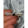 925 Sterling Silver Onyx & Marcasite Brooch Length 1.8 Inch