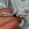 925 Sterling Silver Onyx & Marcasite Brooch Length 1.8 Inch