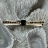 925 Sterling Silver Onyx & Marcasite Brooch Length 1.8 Inch
