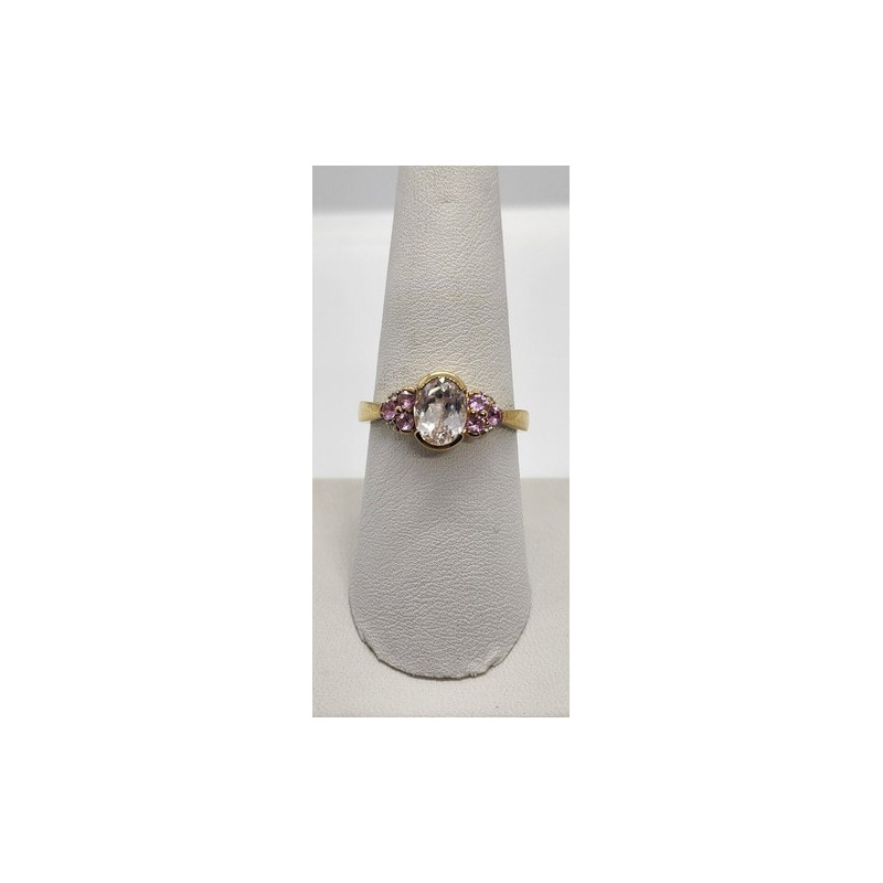 925 Sterling Silver Quartz & Topaz Ring Size 7.5