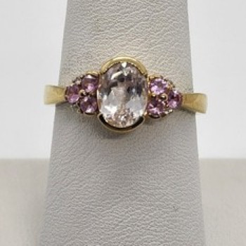 925 Sterling Silver Quartz & Topaz Ring Size 7.5
