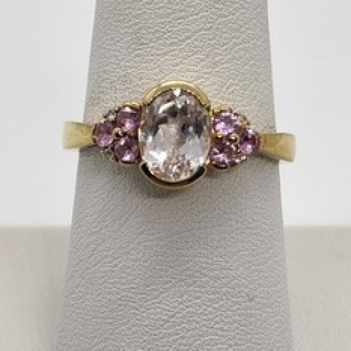 925 Sterling Silver Quartz & Topaz Ring Size 7.5