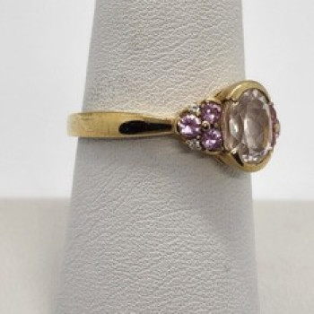 925 Sterling Silver Quartz & Topaz Ring Size 7.5