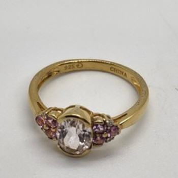 925 Sterling Silver Quartz & Topaz Ring Size 7.5