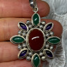 925 Sterling Silver Agate Pendant Length 2.3 Inch