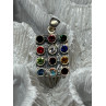 925 Sterling Silver Multicolor Spinel Pendant Length 1.3 Inch