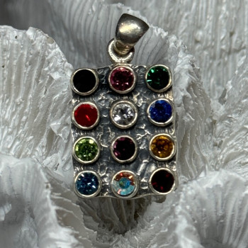 925 Sterling Silver Multicolor Spinel Pendant Length 1.3 Inch