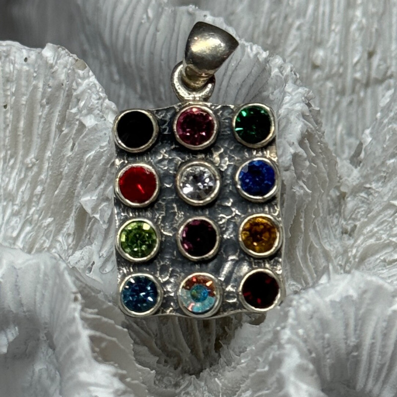 925 Sterling Silver Multicolor Spinel Pendant Length 1.3 Inch