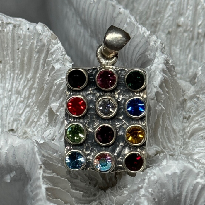 925 Sterling Silver Multicolor Spinel Pendant Length 1.3 Inch