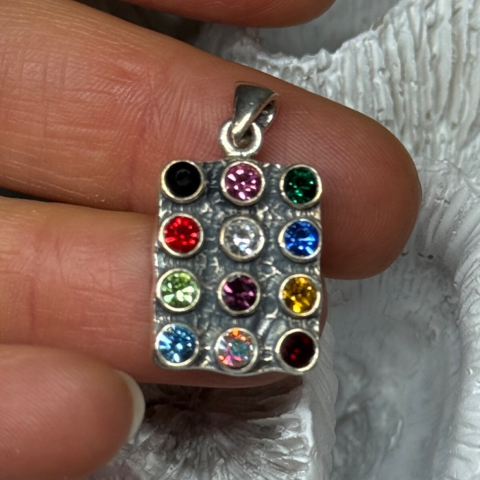 925 Sterling Silver Multicolor Spinel Pendant Length 1.3 Inch