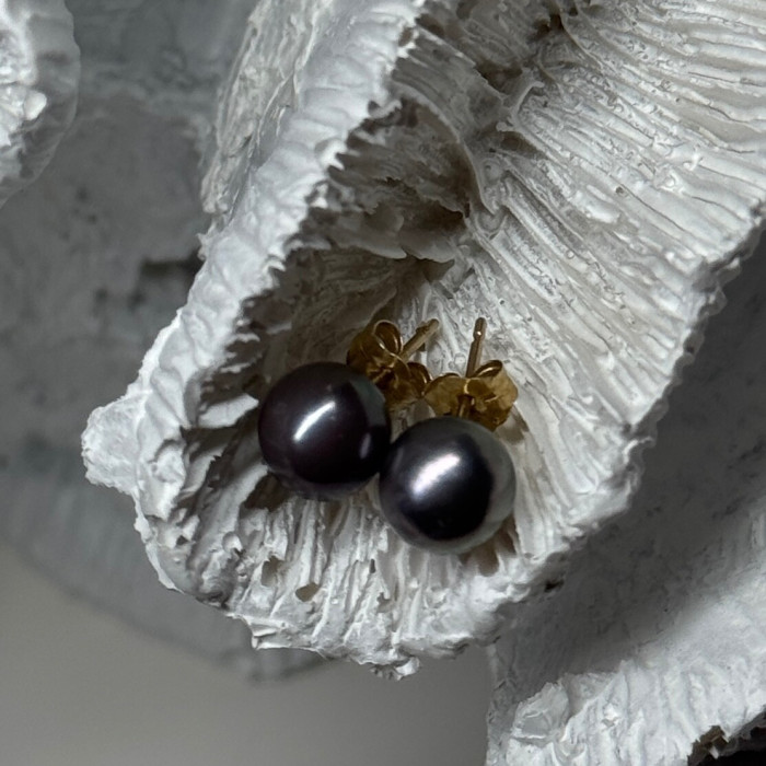 14K Yellow Gold Pearl Earrings