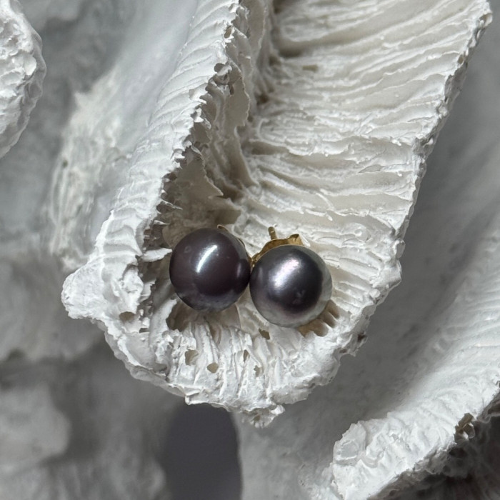 14K Yellow Gold Pearl Earrings