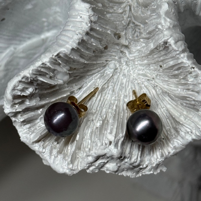 14K Yellow Gold Pearl Earrings