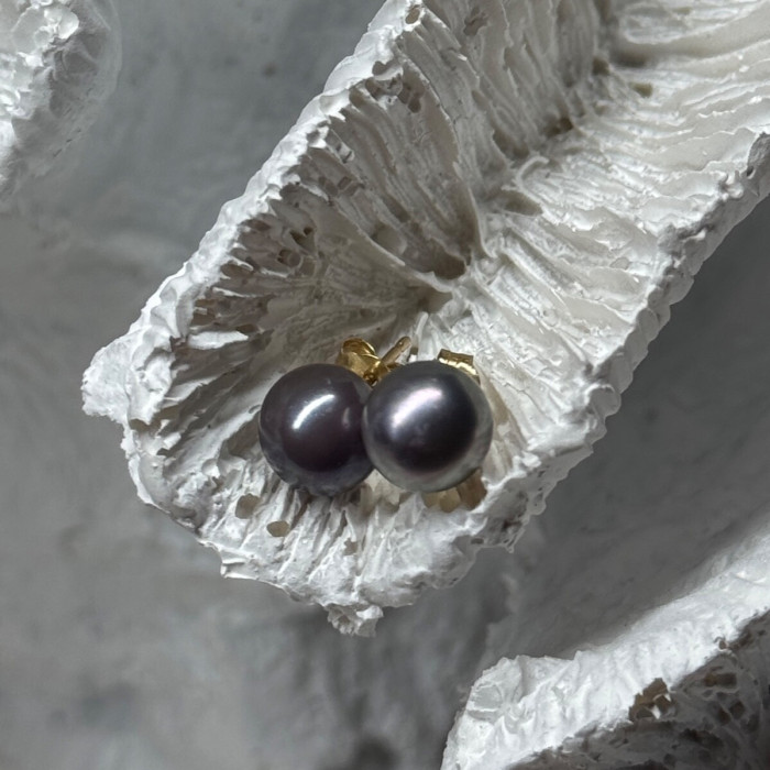 14K Yellow Gold Pearl Earrings