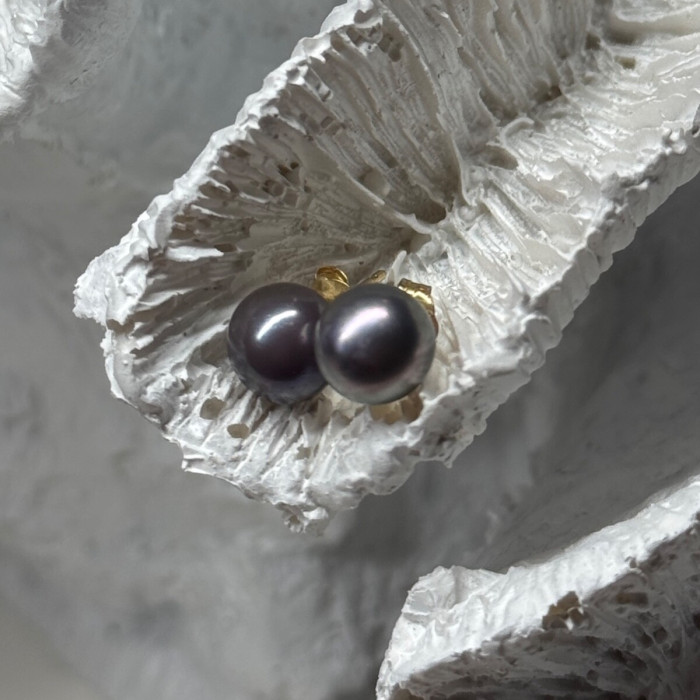 14K Yellow Gold Pearl Earrings