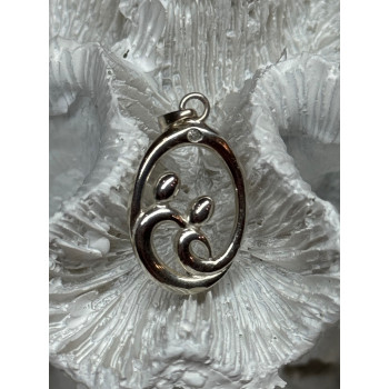 925 Sterling Silver Diamond Pendant Length 1.3 Inch