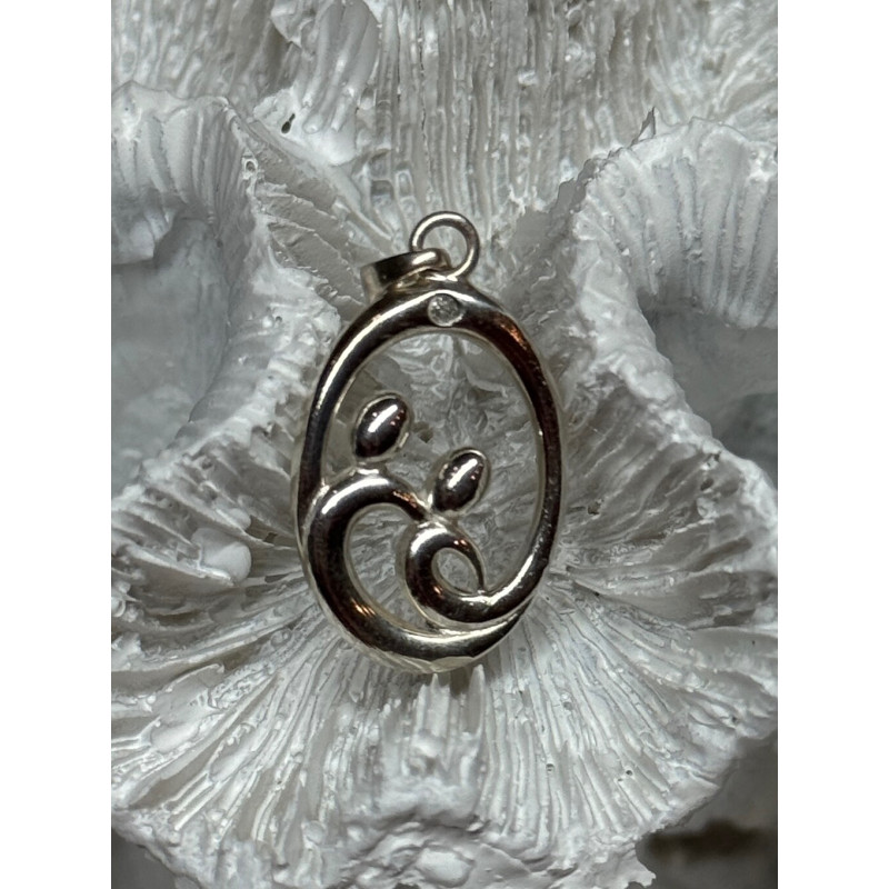 925 Sterling Silver Diamond Pendant Length 1.3 Inch