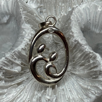 925 Sterling Silver Diamond Pendant Length 1.3 Inch