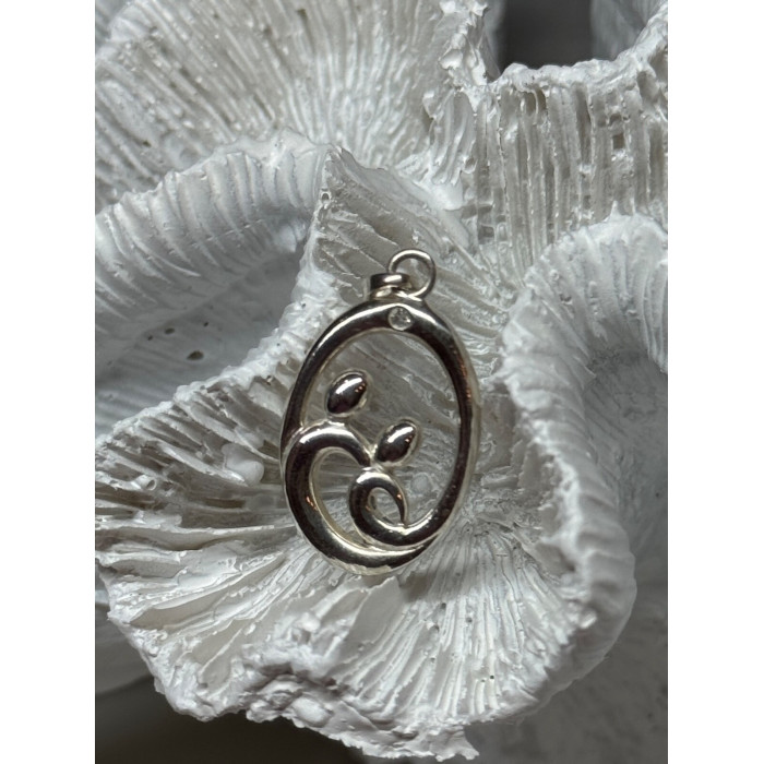 925 Sterling Silver Diamond Pendant Length 1.3 Inch