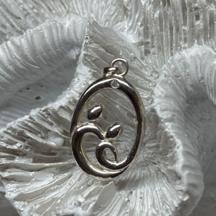 925 Sterling Silver Diamond Pendant Length 1.3 Inch