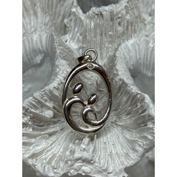 925 Sterling Silver Diamond Pendant Length 1.3 Inch