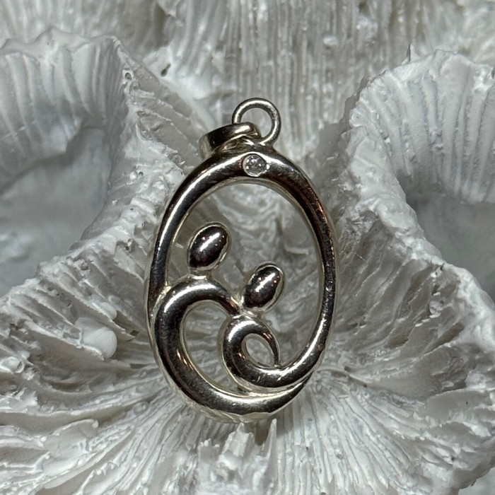 925 Sterling Silver Diamond Pendant Length 1.3 Inch