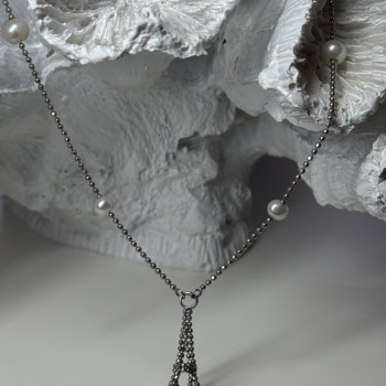 925 Sterling Silver Pearls Necklace Length 18 Inch Elegant