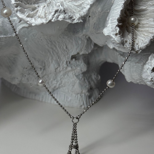925 Sterling Silver Pearls Necklace Length 18 Inch Elegant
