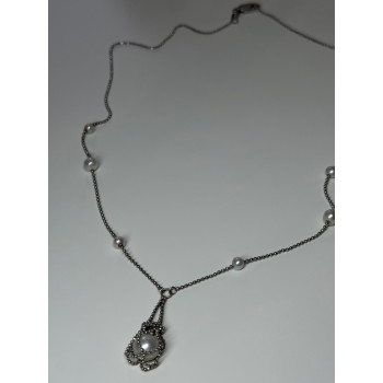 925 STERLING SILVER PEARLS NECKLACE LENGTH 18 INCH ELEGANT