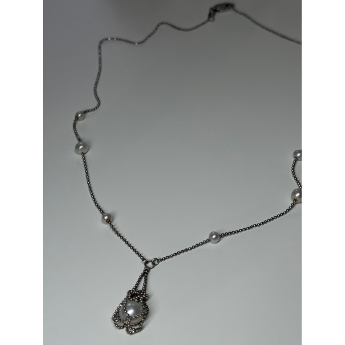 925 STERLING SILVER PEARLS NECKLACE LENGTH 18 INCH ELEGANT